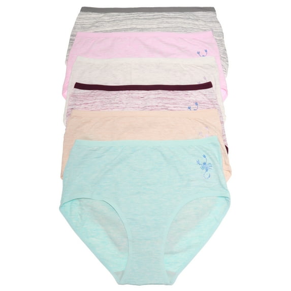 Angelina Women's Mid-Rise Marled Briefs with Scorpion Design (6-Pack)