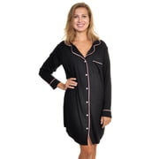 Angelina Womens Modal Button Down Sleep Shirt Dress Pajama 1-Pack