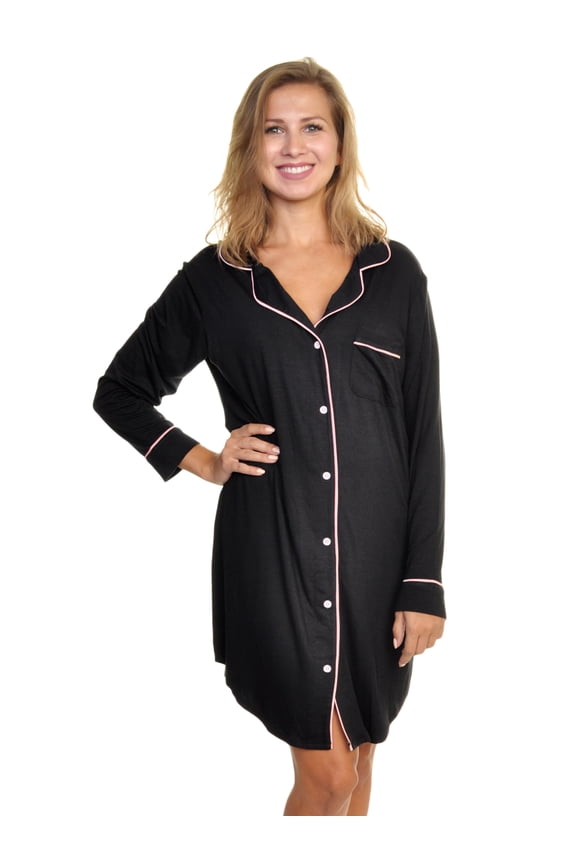 Women's Modal Button Down Sleep Shirt Dress Pajama (1-Pack)