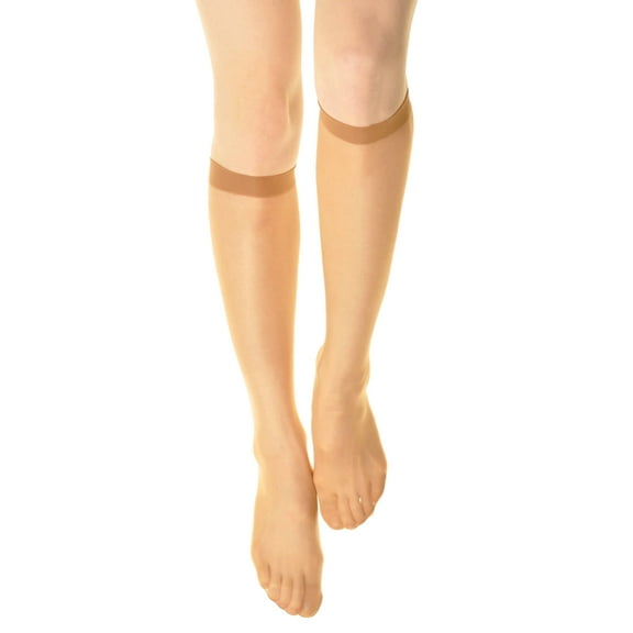 Angelina Women's Nylon Knee-High Socks, Beige (6 Pack)