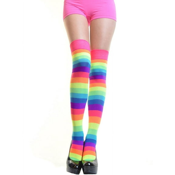 Angelina Women's Rainbow Thigh High Socks (6-Pack)