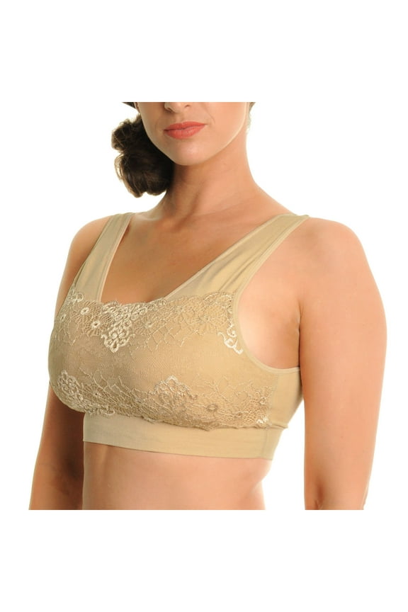 Women's Seamless Bralette with Lace Modesty Panel (6 or 12 Pack)