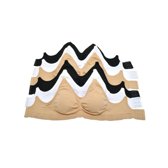 Angelina Women's Seamless U-Back Bralette with Adjustable Straps (6-Pack)