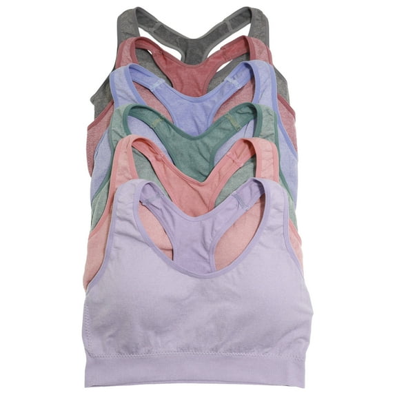 Angelina Women's Seamless Wire-free Bralette with Keyhole Design (6-Pack)