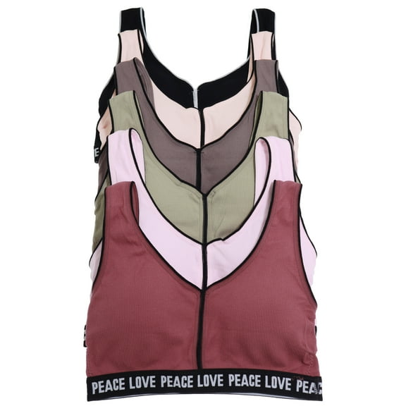 Angelina Women's Seamless Wire-free Bralette with Love Peace Print (6-Pack)