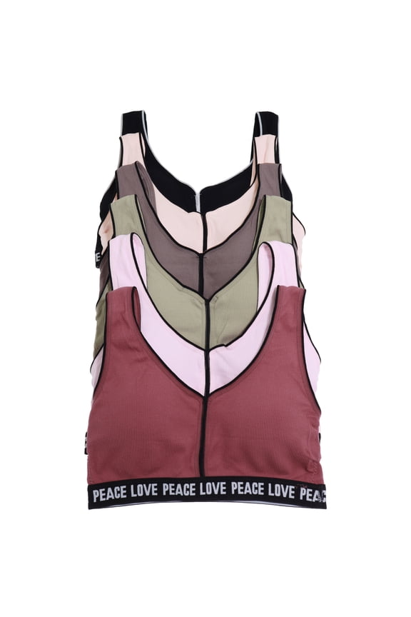 Women's Seamless Wire-free Bralette with Love Peace Print (6-Pack)