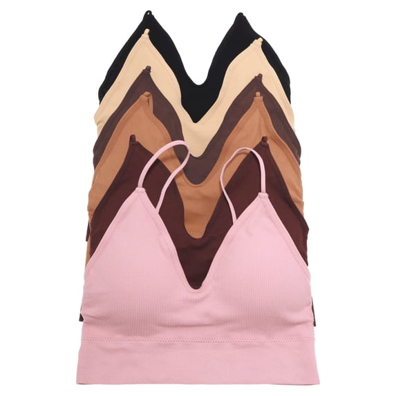 Angelina Women's Seamless Wire-Free Spaghetti Strap Bralette (6-Pack)