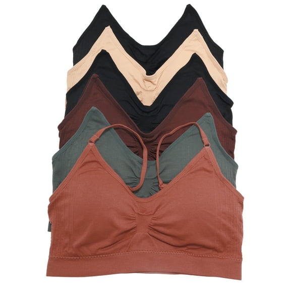 Angelina Women's Seamless Wireless Microfiber Bralette (6-Pack)