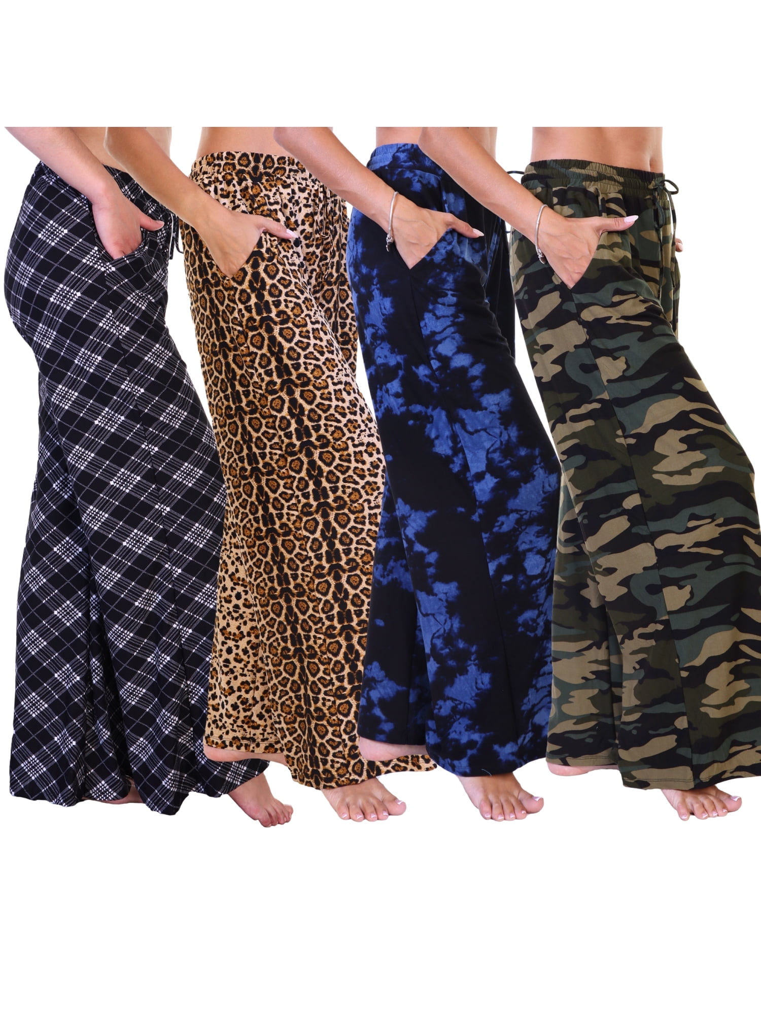 Pantalon Palazzo NY Collection - Taille L - Imprimé Géométrique Vert - Large Jambe Avec Poches