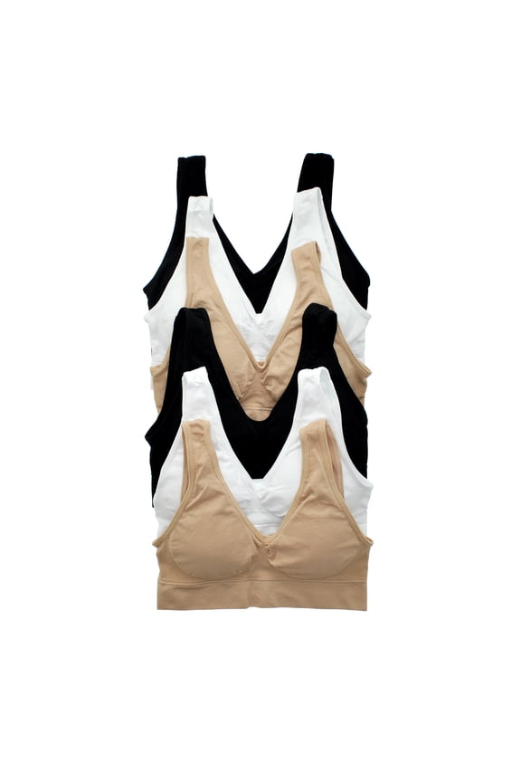 Women's Wire-Free Seamless Classic U-Back Bralettes (6-Pack)