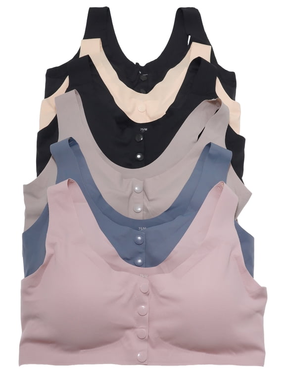 Women's Wireless Laser Cut Front Snap Button Bras