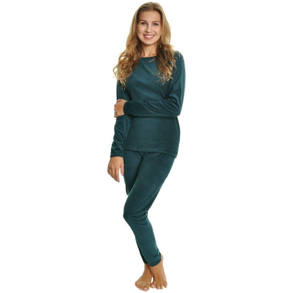 Angelina Womens Velvet Long Sleeve Thermal Set (1-Pack)