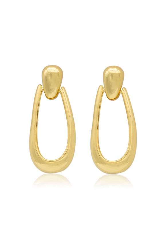 Classic Door Knocker Drop Hoop Earrings - Gold Tone Statement Earrings for Women Jewelry Women Gold