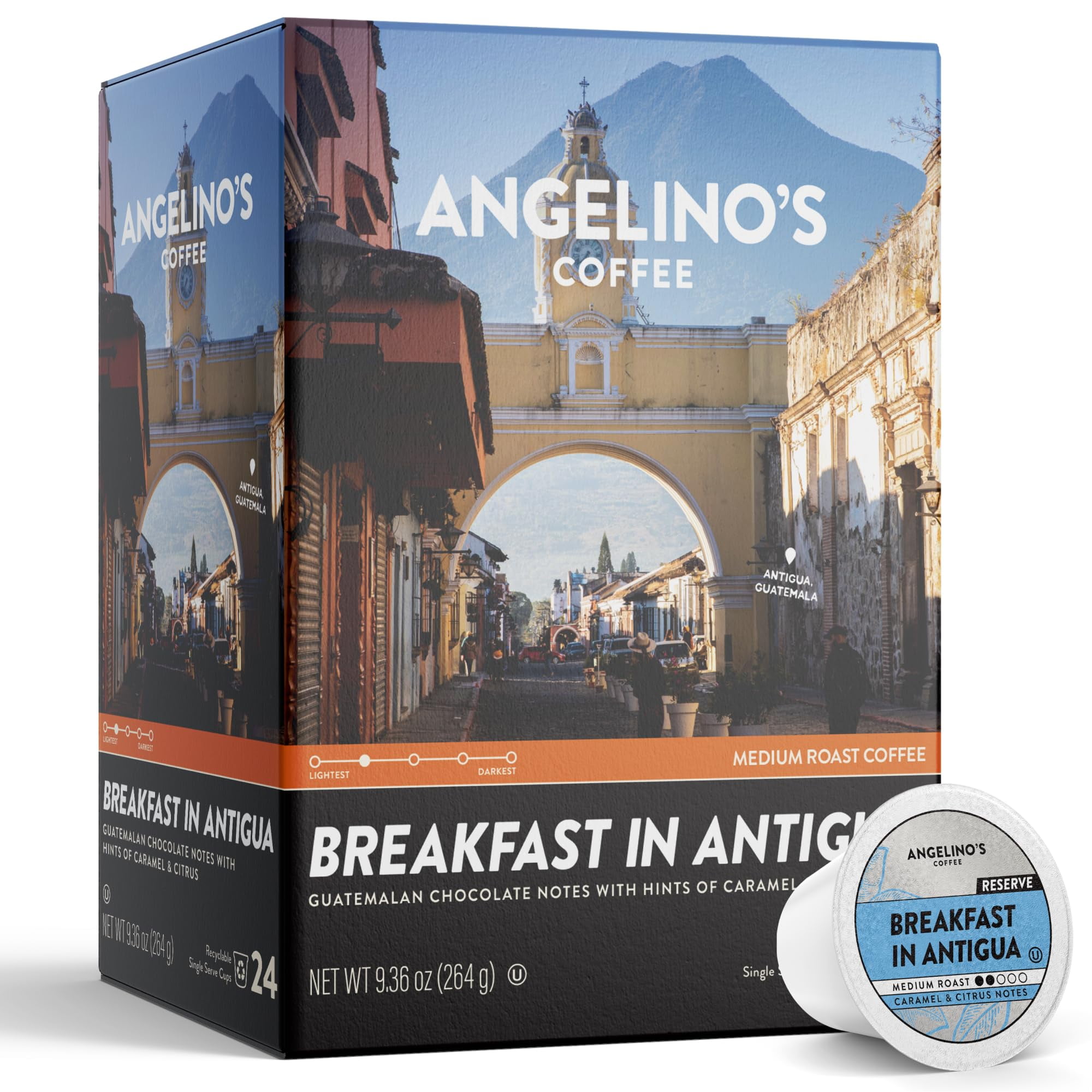 Angelino's Coffee Breakfast in Antigua Coffee Pods - Breakfast Blend Coffee  K Cups Compatible, Medium Roast Coffee, Reserve, Chocolate & Caramel ...