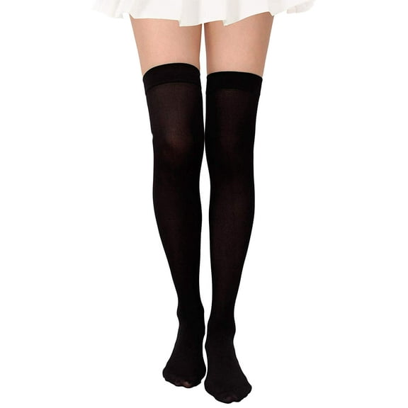 Angelique Women's Full Figure Plus Size Nylon Opaque Thigh High Stockings Tights