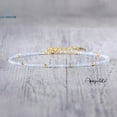 thumbnail image 1 of Angelite 2mm Round Shape Smooth Cut Beads 7 inch adjustable Gold Plated Clasp Bracelet for men, women, unisex. Link Chain Stacking Bracelet.|LINK_00517, 1 of 5