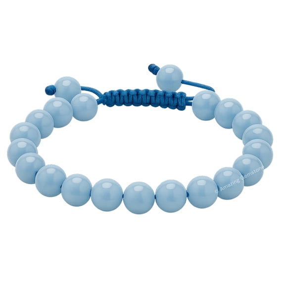 Angelite Crystal Bracelet - 8mm Beaded Bracelet and Healing Stones