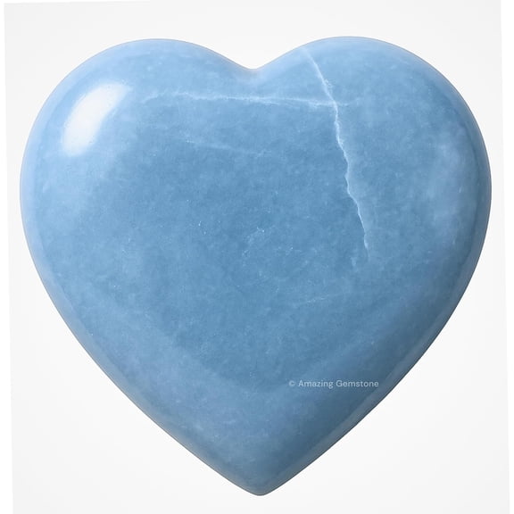 Angelite Crystal Heart - Pocket Massage Worry Stone