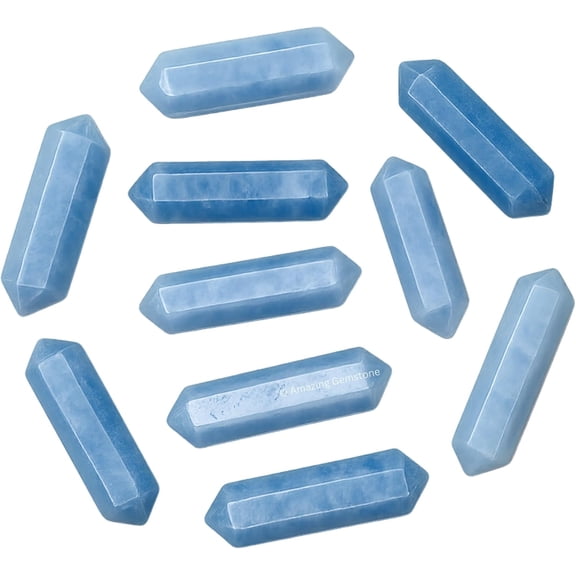 Angelite Crystal Points Double Terminated, Healing Crystals for Crafts, Crystal Grid, DIY Work (Pack of 3)