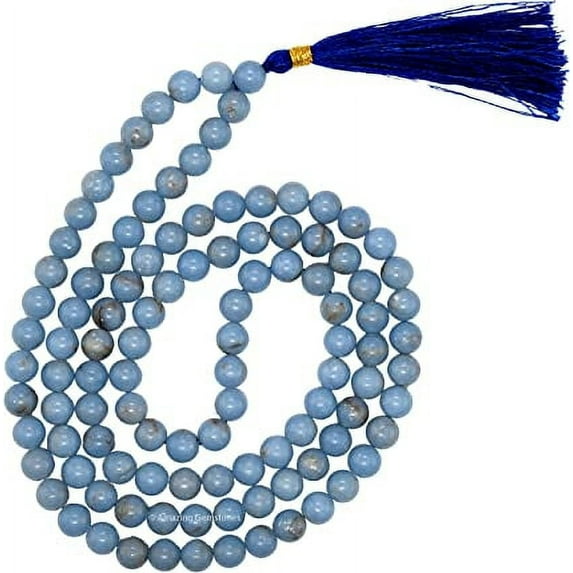 Angelite Mala Beads 108 Buddhist Prayer Beads Japamala