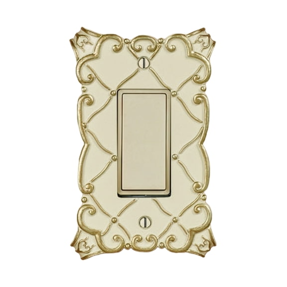 Angelitta Decorative Single Dimmer Rocker Cream Switchplate | 1-Gang | Classic Scroll Light Cover