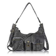 Angelkiss Crossbody Bag Vegan Leather multi pockets Shoulder Bag Hobo Purses for Women Tote Satchel Handbags