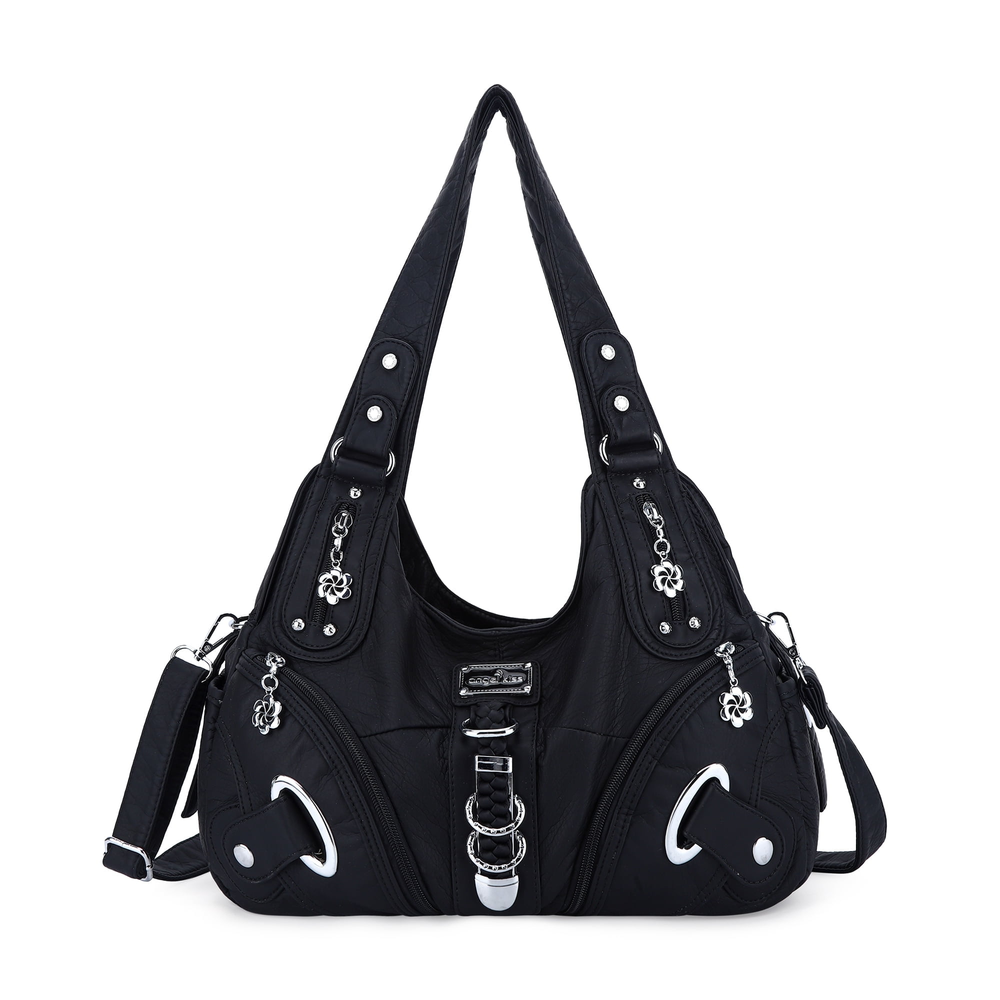 Angelkiss Hobo Shouder Purses for Women Crossbody Bag with Adjustable Long Straps Ultra Soft with Multiple Pockets