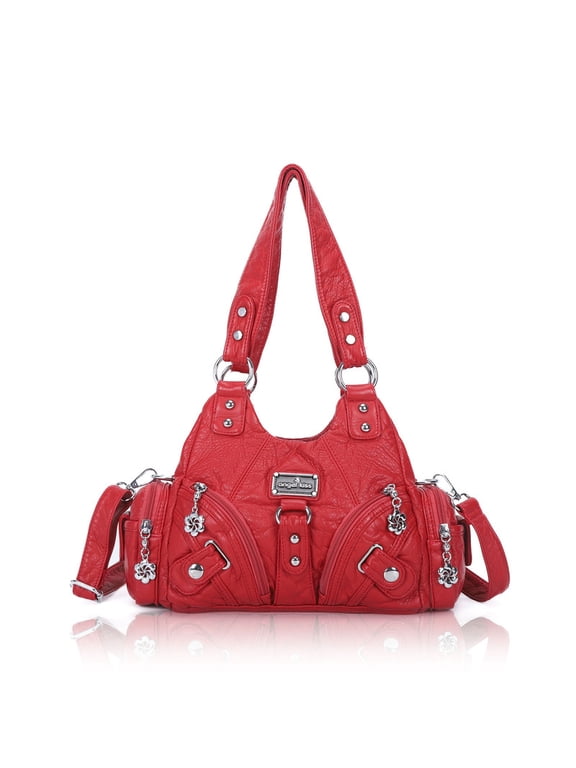 Angelkiss Hobo Shouder Women PU Wallet With Adjustable Shoulder Straps Crossbody Bag Single Shoulder Bag Multiple Pockets