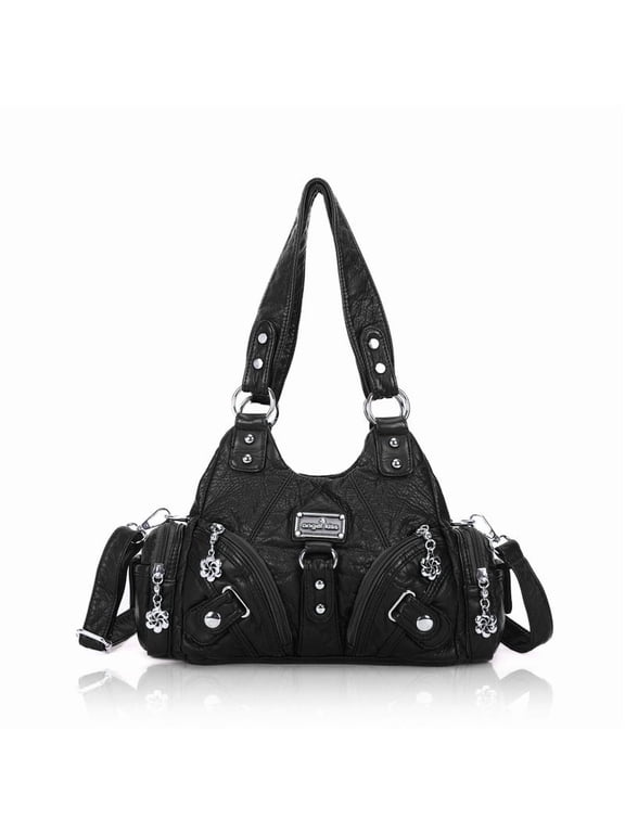 Angelkiss Hobo Shouder Women PU Wallet With Adjustable Shoulder Straps Crossbody Bag Single Shoulder Bag Multiple Pockets