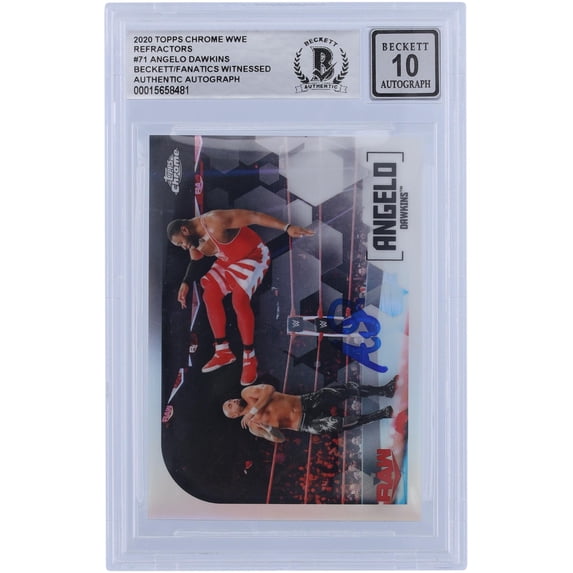 Angelo Dawkins WWE Autographed 2020 Topps Chrome Refractors #71 Beckett Fanatics Witnessed Authenticated 10 Card - Fanatics Authentic Certified