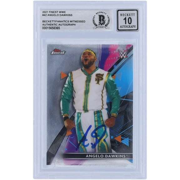 Angelo Dawkins WWE Autographed 2021 Topps Finest #42 Beckett Fanatics Witnessed Authenticated 10 Card - Fanatics Authentic Certified