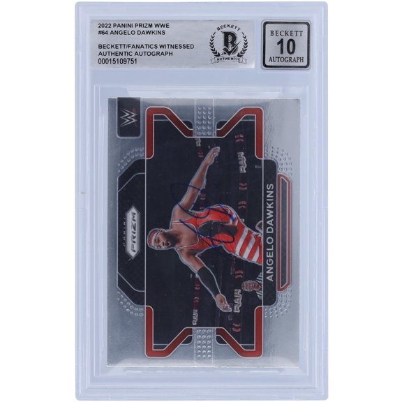 Angelo Dawkins WWE Autographed 2022 Panini Prizm #64 Beckett Fanatics Witnessed Authenticated 10 Card - Fanatics Authentic Certified