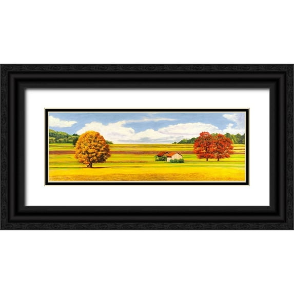 Angelo, Masera 24x11 Black Ornate Wood Framed with Double Matting Museum Art Print Titled - Pianure serene