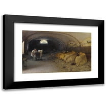 Angelo Morbelli 14x11 Black Modern Framed Museum Art Print Titled - Pax (La Stalla) (1918)