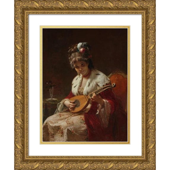 Angelo Ribossi 12x14 Gold Ornate Wood Frame and Double Matted Museum Art Print Titled - The Cittern