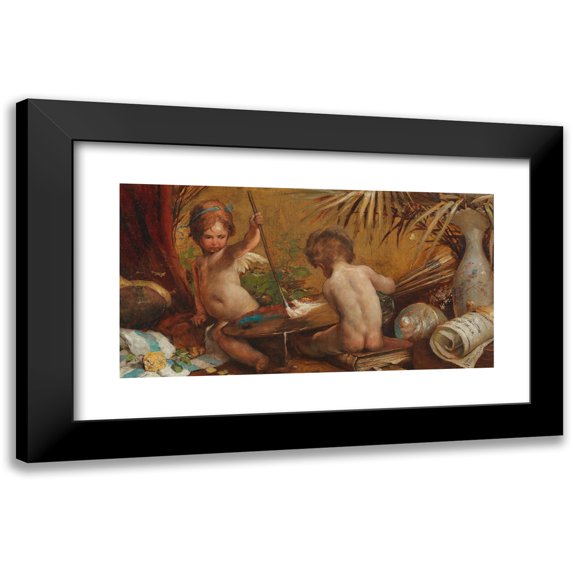 Angelo Trentin 14x9 Black Modern Framed Museum Art Print Titled - Allegory of Painting (1880)
