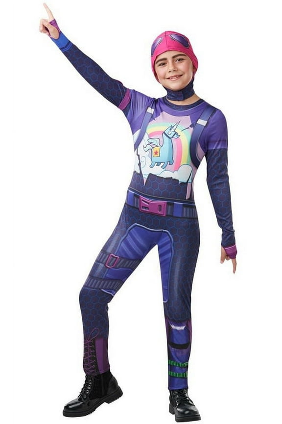 Angels Costumes Fortnite Brite Bomber Teen Costume Jumpsuit w/ Cap & Accessories - 9-10 yrs Female