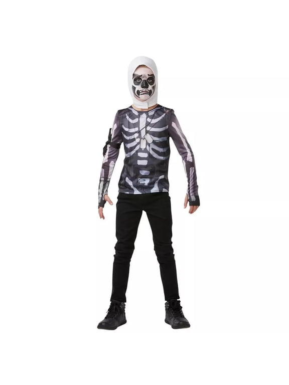 Busy Beetle Limited Fortnite Skull Trooper Teen Costume Top & Hood - 13-14 yrs Unisex