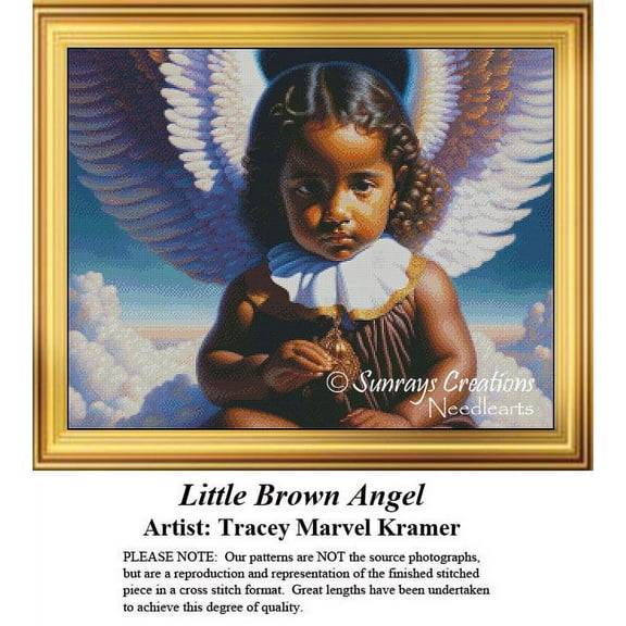Angels Cross Stitch Pattern | Little Brown Angel (Pattern Only, You Provide The Floss and Fabric)