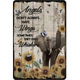 thumbnail image 1 of Angels Don't Always Have Wings Sometimes They Have Whiskers Vintage Tin Sign Elephant Lovers Gift Animal Wall Art Cafes Bar Club Plaque Sign Inspirational Quote Sign 5.5x8 Inches, 1 of 7