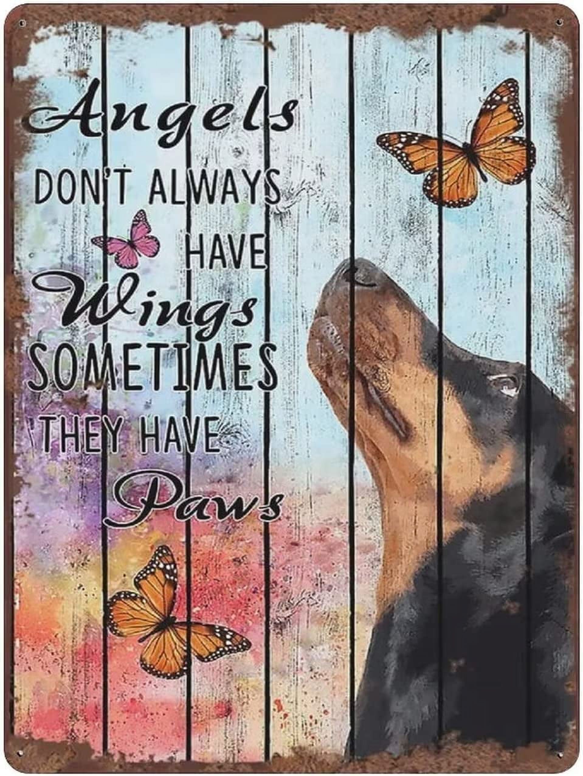 Angels Don't Always Have Wings The Metal Sign Dachshund And Butterflies Vintage Tin Poster Kitchen Garden Parlor Cafe Office Home Wall Decor Plaque 12x16 Inch - image 1 of 5