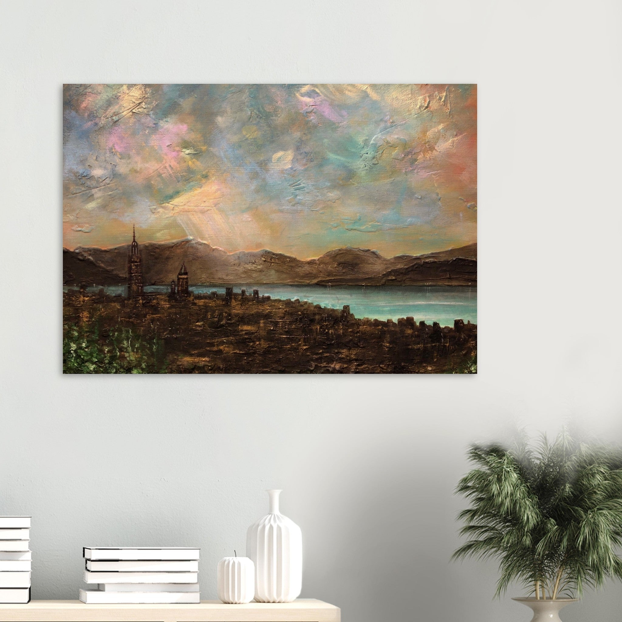 Angels Fingers Over Greenock Signed Fine Art Acrylic Aluminium Wood