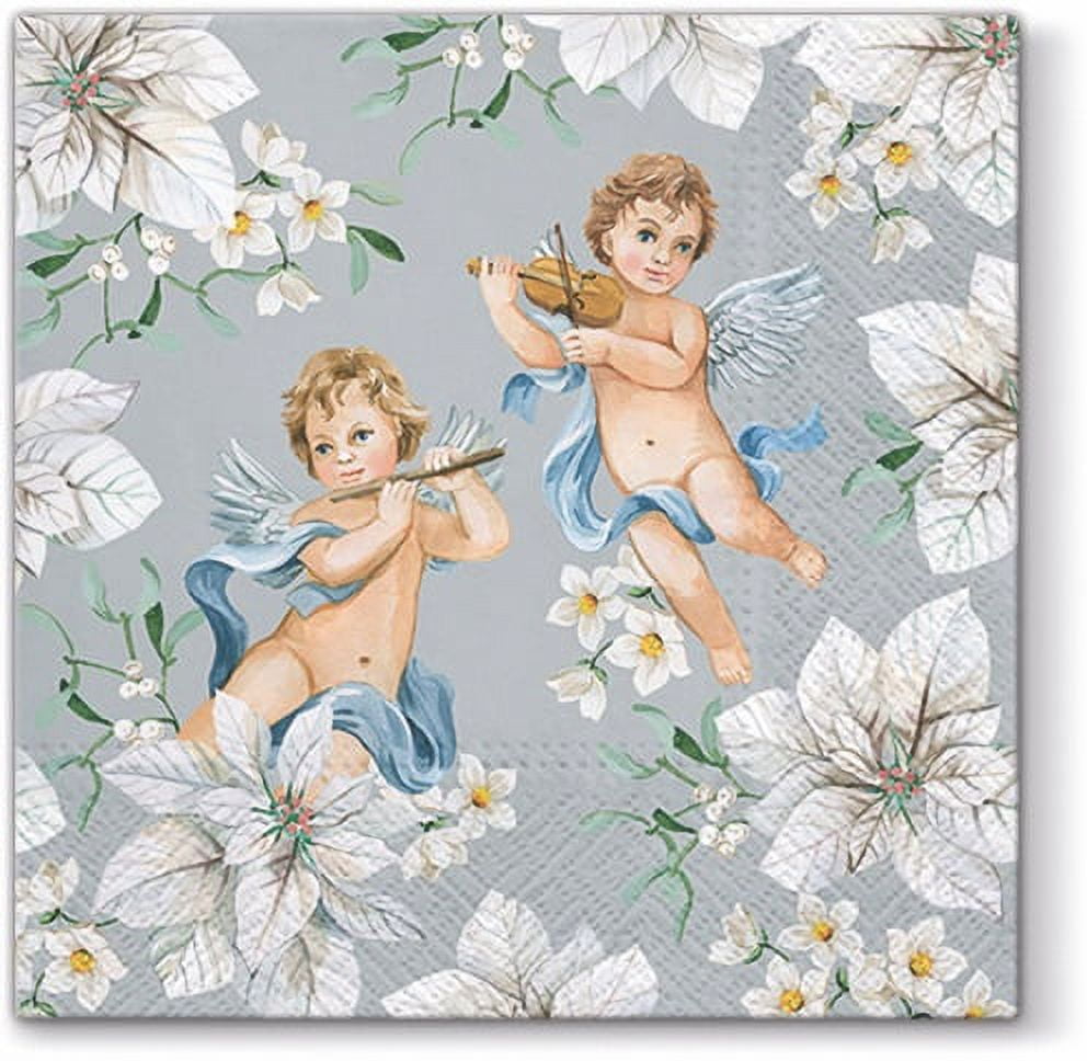 Angels in Flowers Silver - Decorative Lunch Paper Napkins 40pcs - Perfect  for Decoupage, Party, Birthday, Special Occasions, Weddings, Christmas,  Church Gathering 