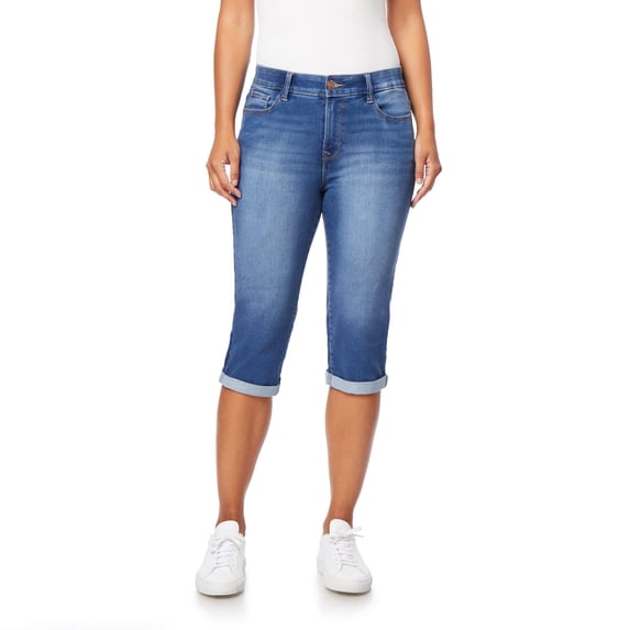 Angels Forever Young Women's 360 Sculpt 17" Mid-Rise Denim Capri