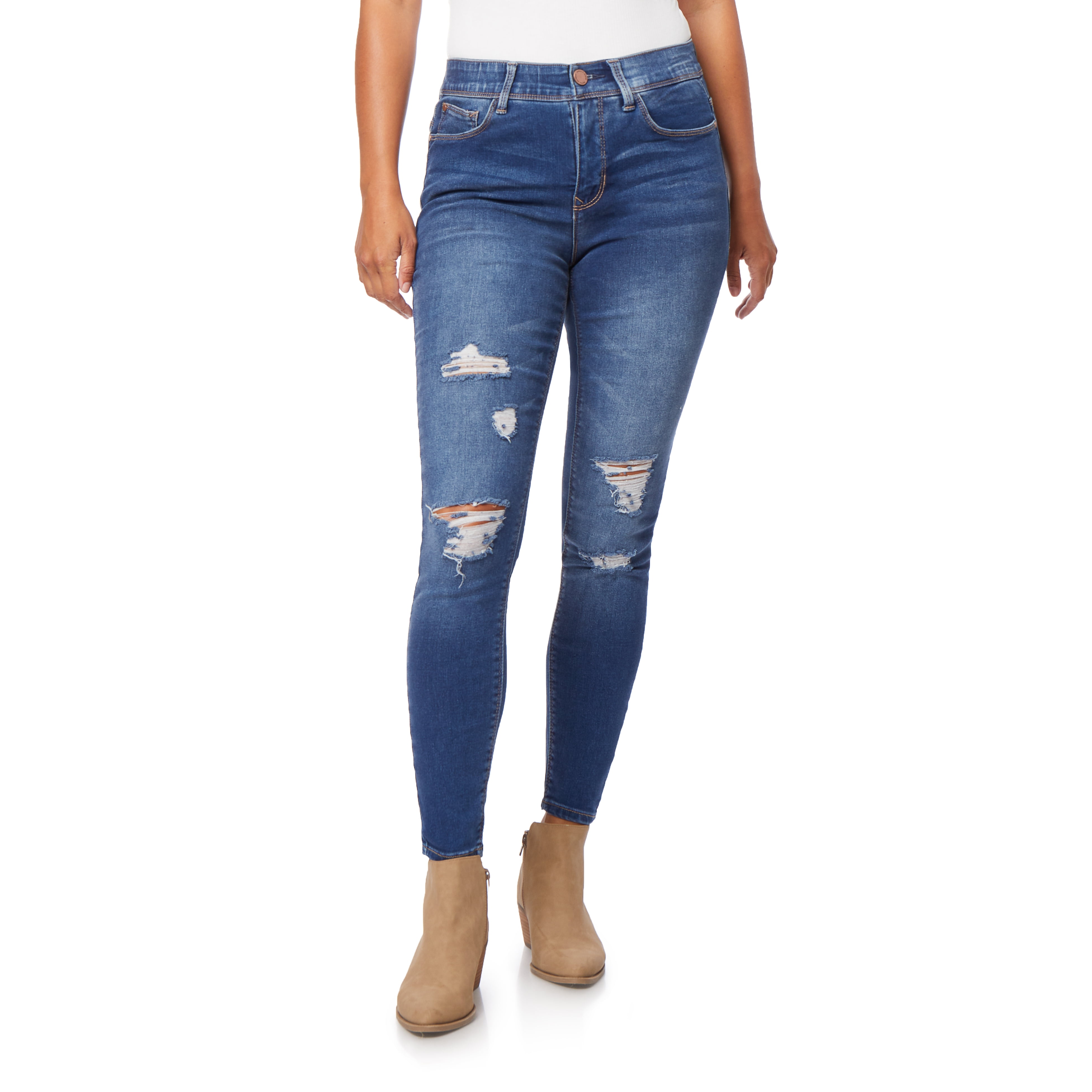 Angels Forever Young Women's High Rise Tummy Tech Curvy Skinny Ankle Jeans