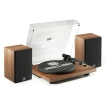 Angels Horn Bluetooth Record Player with Bookshelf Speakers and Phono Preamp