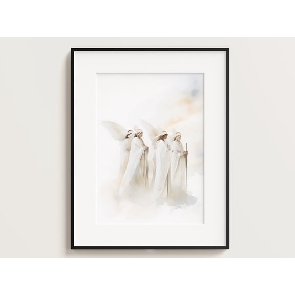 Angels In Heaven Wall Art Bible Christian Boho Jesus Angel Decor Unframed Paper Print