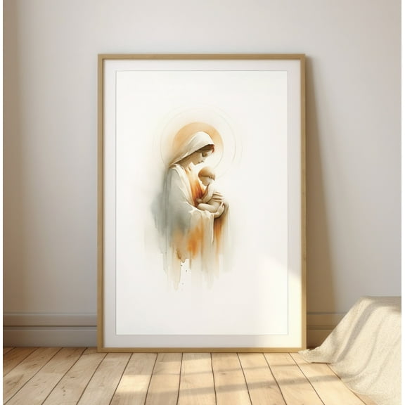 Angels Rejoicing At Nativity Landscape | Christian Wall Art | Horizontal Print | Modern | Jesus Minimalist Artwork Warm Present Vintage UNFRAMED Poster Size 24x36