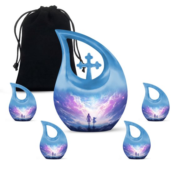 Angels Urn - Urn For Ashes Adult Male - Memorial Urns For Human Ashes - Large Urns For Human Ashes Adult - Ash Urns For Humans, urns for human ashes large adult(Combo - 10" & 4", 5 Pcs)