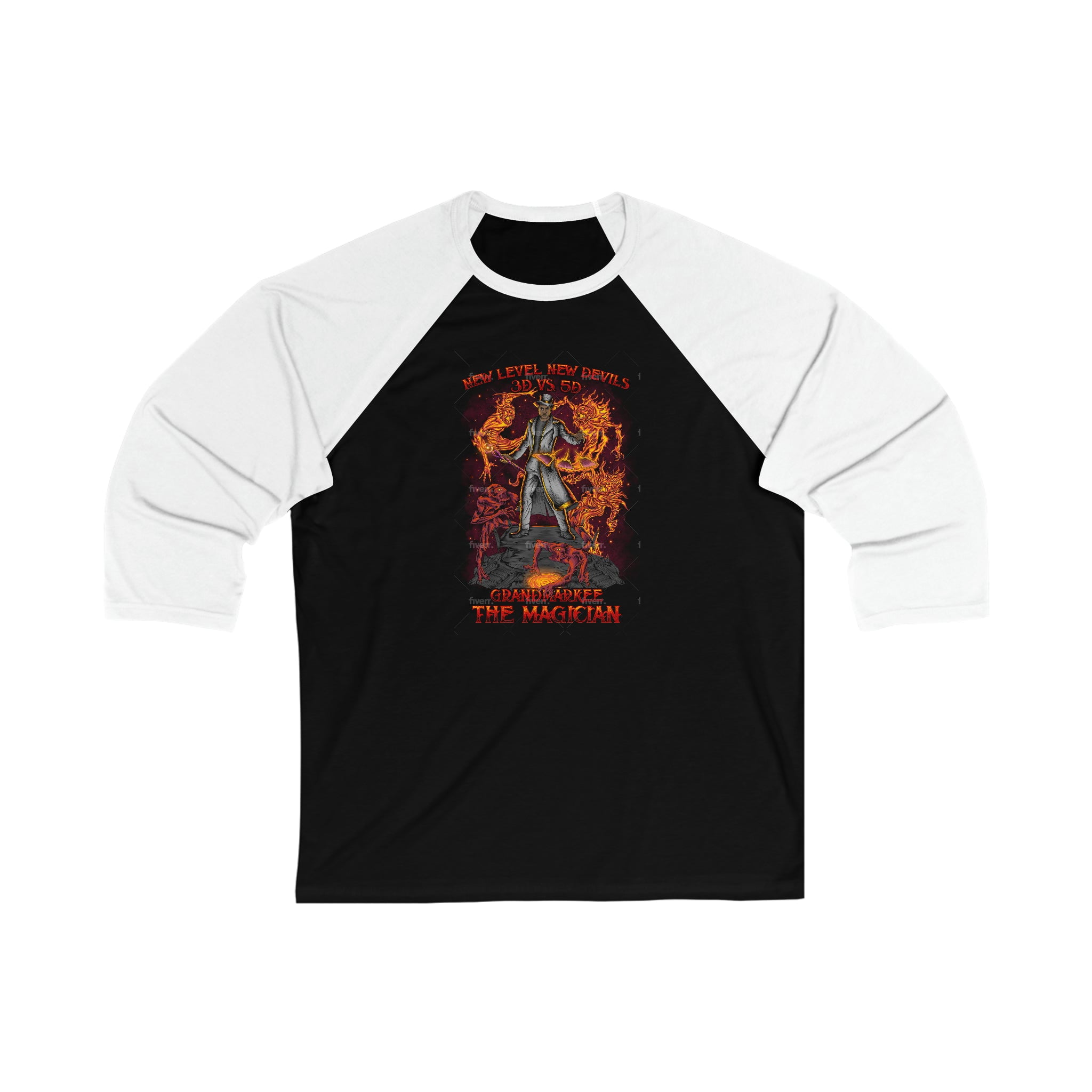 Angels Vs. Demons By Grandmarkee "The Magician" Unisex 3\4 Sleeve Baseball Tee